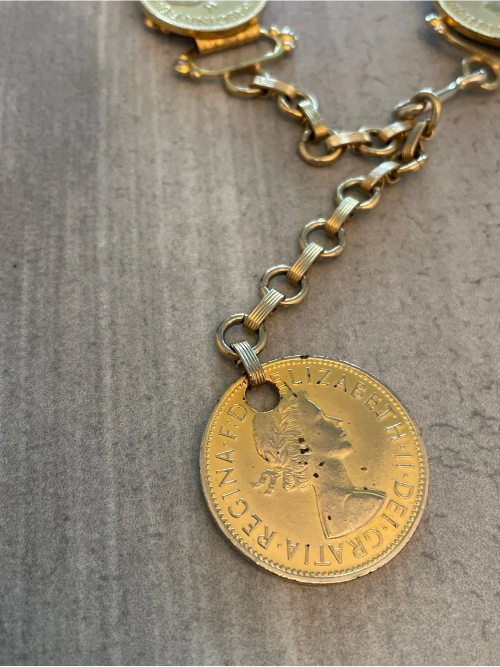 Queen Elizabeth II / King George VI Coin Belt vtg 60s